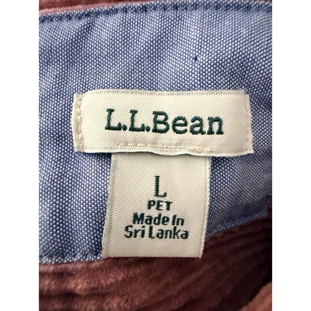 LL Bean Womens Corduroy Button Up Shirt Shacket L 512434 Dusty Rose Pockets - Picture 8 of 11